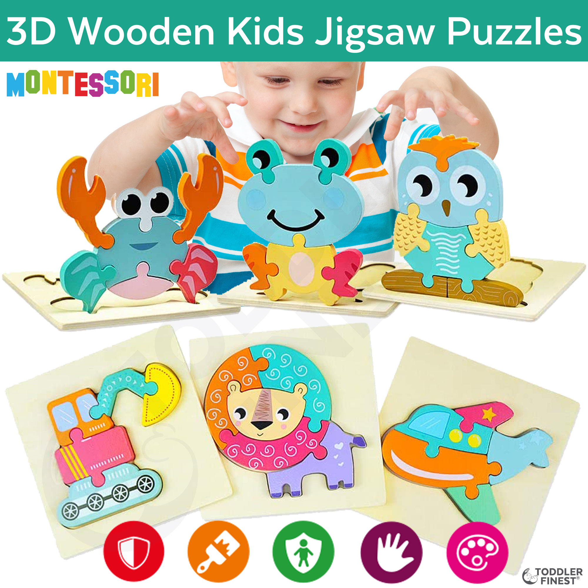 3d wooden sale puzzles for toddlers